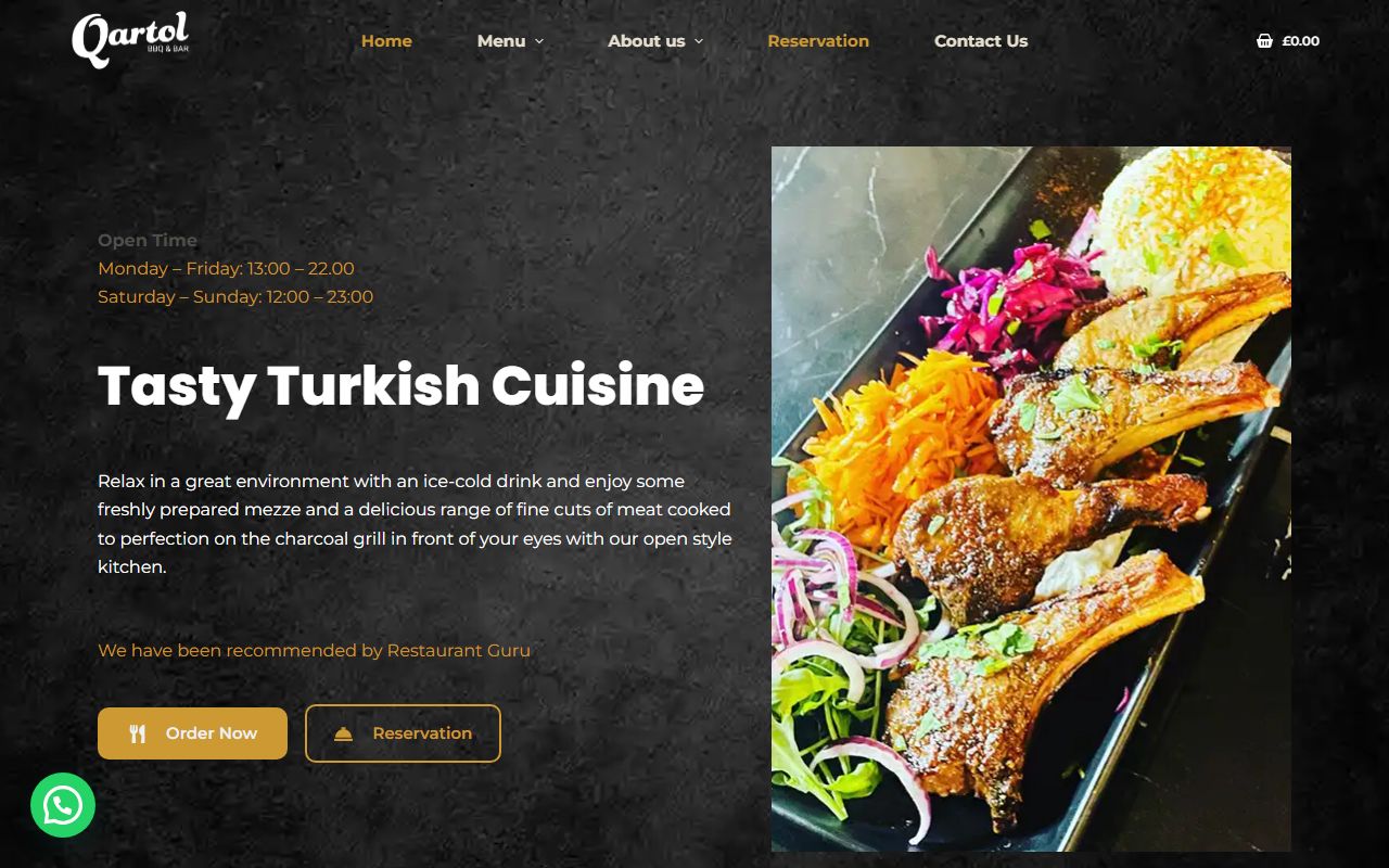 Qartol Restaurant website screenshot